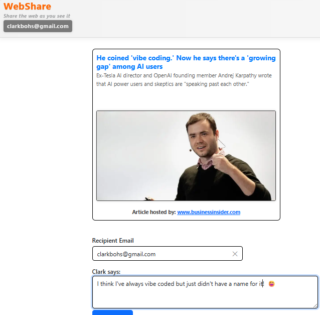 Screenshot of the WebShare application